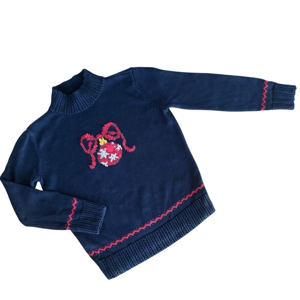 Liz Claiborne Women’s Christmas Ornament Pullover Knit Sweater Navy Small Petite - Picture 2 of 11